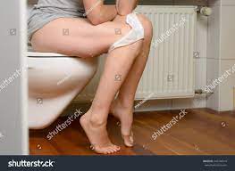 Young Woman Underwear Sitting On Toilet, arkistovalokuva 446768314 |  Shutterstock