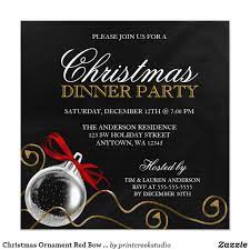 So here is a list of invitation wording that you can use for your holiday party. Christmas Ornament Red Bow Dinner Party Invitation Zazzle Com Company Christmas Party Christmas Party Invitation Template Holiday Party Invitations