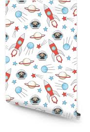 Flat cartoon style funny galaxy pattern. Seamless Cartoon Space Pattern With Rockets Stars And Cute Dogs Astronauts Vector Background For Kids Wallpaper Roll Pixers We Live To Change