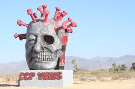 Artist Weiming Chen unveils 'CCP Virus' at Liberty Sculpture Park in Yermo