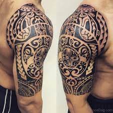 It includes the normal symbols with swirls and spirals to fill in the gaps. 68 Perfect Samoan Shoulder Tattoos