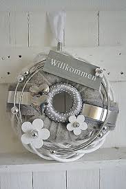 Turkranz Weiss Grau 25 Cm Weidenkranz Herz Silber Welcome Eur 28 50 Mit Bildern Turkranze Holzblumen Kranz