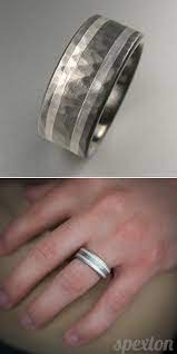 Hammered Silver Stripes Ring Custom Mens Wedding Rings Mens Wedding Rings Groom Ring