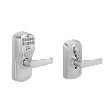 Schlage Plymouth Satin Chrome Electronic Door Lock With Elan Door Lever Fe595cs Ply V Ela 626 The Home Depot