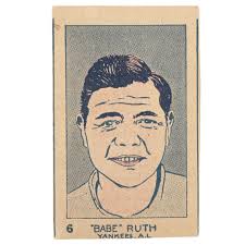 1926 W512 Babe Ruth #6 Yankees A.L. Hand-Cut Baseball Strip Card