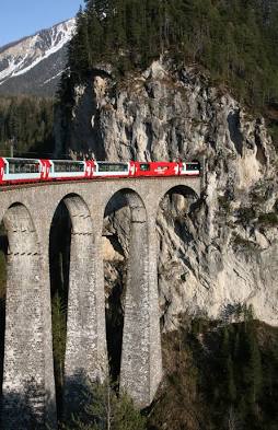 The Glacier Express on the Landwasser Viaduct, AI generated
