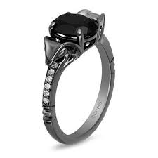 enchanted disney villains jafar oval onyx and 1 15 ct t w diamond snake ring in sterling silver with black rhodium