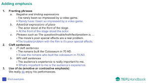 A collection of games and activities which work well in the esl/efl classroom. Adding Emphasis Advanced C1 Esl Lesson Plan