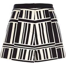 Black And White Striped Shorts Womens Black And White Geometric Stripe Shorts Smart Shorts Shorts Women Smart Shorts Black White Shorts Striped Shorts