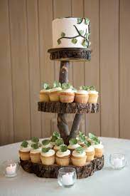 Wood Log Cupcake Display Rustic Wedding Guide Venues Rustic Wedding Guide Catering Rustic Wedding Cake Stands Wood Cake Stand Wood Cake