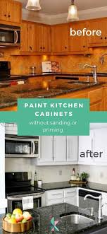 How To Paint Kitchen Cabinets Without Sanding Or Priming Step By Step Kitchen Diy Makeover Painting Kitchen Cabinets Kitchen Cabinets Before And After