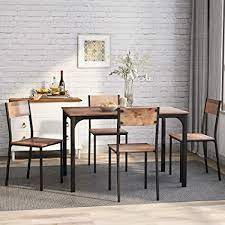 Dining table sets are a fast way to make a dining room look perfectly pulled together. Modernluxe Dining Table And Chairs Set Kitchen Table Furniture Dining Set Solid Wooden Table Metal Legs Rustic Brown Table And 4 Rustic Brown Chairs Amazon Co Uk Home Kitchen