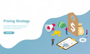 pricing strategy tag with money finance and graph chart for