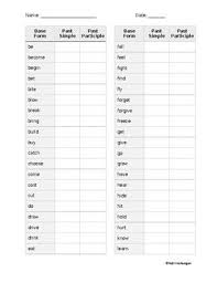Past Tense Verbs And Past Participles Past Tense Verb Tenses