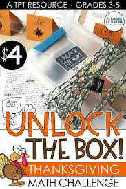 Unlock the box and our partners are determined to end the practice within the next ten years. Unlock The Box Thanksgiving Math Challenge Gr 3 5 Thanksgiving Math Math Challenge Thanksgiving Math Activities