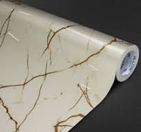 REVESTIMENTO VINÍLICO ALLTAK DECOR (ADESIVO) - LINHA DECOR PEDRAS - COR  MÁRMORE CREMA MARFIL BRILHO - - VENDA NO METRO