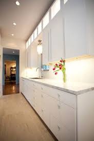 Side View Of Perimeter Kitchen Cabinets Door Style Slab Wood Maple Finish Heavy S Kitchen Cabinet Door Styles Contemporary Kitchen Cabinet Door Styles
