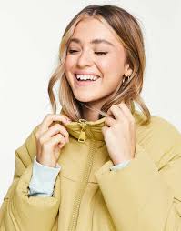 Monki Sue short padded jacket in green