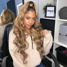 Black And Blonde Ombre Ponytail Pretty In 2020 Brazilian Hair Wigs Honey Blonde Hair Wig Hairstyles