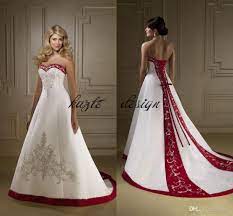 Discount Vintage Burgundy And White Gothic Wedding Dresses With Embroidery 2018 Modest Lace Up Sweep Train Matte Stain Garden Country Wedding Gown Lace Wedding Red Wedding Dresses Online Wedding Dress