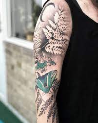 Tattooer Wroclaw Poland On Instagram Freehand Nature Fern Tattoo Moth Ink Moon Tattoos Sleeve Swe Tattoos Moth Tattoo Shoulder Tattoos For Women