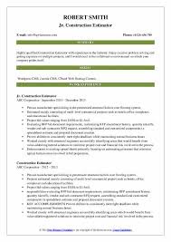 construction estimator resume samples