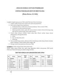 Analisis harga satuan pekerjaan (ahsp) bidang umum 1 ruang lingkup. Rab Ahsp Pek Beton Bertulang Pages 1 10 Flip Pdf Download Fliphtml5