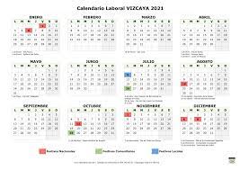 Más abajo dispones de una versión en pdf para descargar el calendario laboral de bizkaia para imprimir. Calendario Laboral Vizcaya 2021 Para Imprimir