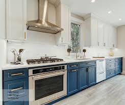 The perfect pair navy gold home kitchens kitchen design. Casual Blue And White Painted Maple Kitchen Cabinets Omega