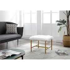 Home / white faux fur vanity stool. Hodedah White Faux Fur Vanity Stool Hi4840