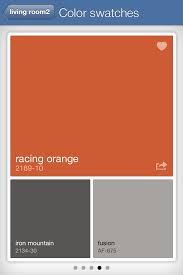 Learning about paint color and how to choose the right color for your home. Racing Orange Benjamin Moore Color Preview Wall Colors Thundercloud Gray