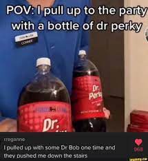 POV: pull up to the party with a bottle of dr perky, rreganne I pulled up  with some Dr Bob one time and they pushed me down the stairs - iFunny Brazil