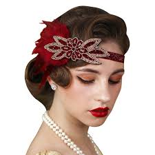 What a betty creates couture headbands that are perfect for weddings, special occasions and even everyday looks. Amazon Com Sweetv Feather Elastic 1920s Headband Vintage Flapper Headpiece The Great Gatsby Hair Accessories For Women Burgundy Beauty
