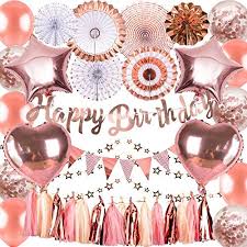 Free standard shipping with $49 orders. Buy Rose Gold Party Decorations Rose Gold Birthday Decorations Supplies Rose Gold Theme Party Favors Set Latex Foil Balloons Tissue Paper Tassels Paper Fans Hollow Star Pennant Happy Birthday Banner Photo Props Decor For