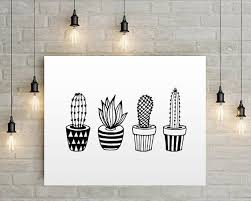 Black And White Cactus Print Cacti Print Landscape Cactus Wall Art Black And White Etsy Cactus Wall Art Succulent Wall Art Succulents Prints