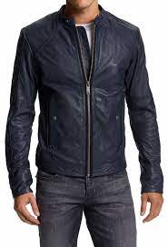 Man Navy Blue Biker Jacket Mens Leather Jacket Blue Leather Jackets For Men Jackets Men Fashion Leather Jacket Men Mens Blue Leather Jacket