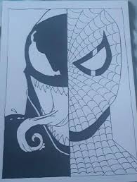 Venom And Spiderman Half Faces In 2020 Artwork Art Spiderman