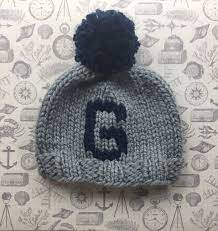 This Is A Great Example Of Our Customers Customizing Their Own Hats They Wanted A Light Gray Hat With A Navy Finish Knitted Hats Trendy Hat Knitting For Kids