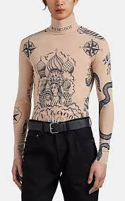 Tattoo Print Mesh Top Fashion Clothes Athletic Wear Fashion
