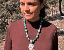 Navajo Glen and Irene Sandoval Large Galloping Horse Pendant Sterling  Silver With Nice 18” Sterling Chain Signed Southwestern Necklace