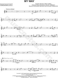 Frank Sinatra My Way Eb Instrument Sheet Music Alto Or Baritone Saxophone In C Major Download Print Saxophone Sheet Music Sheet Music Saxophone