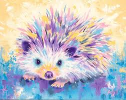 Hedgehog Painting By Krystle Cole Animal Paintings Acrylic Painting Art Projects Colorful Animal Paintings