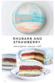 Rhubarb And Strawberry Mascarpone Mousse Cake Recipe Mousse Cake Fancy Desserts Sweet Recipes