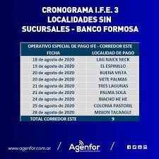 La anses comienza a pagar el ingreso familiar de emergencia (ife) de $10.000 a las personas que hayan elegido su medio de pago entre el 16 y 20 de abril pasado. Ife 3 Iniciaron Pagos En Sucursales Del Banco Formosa Y Operativos Especiales En El Interior Agenfor