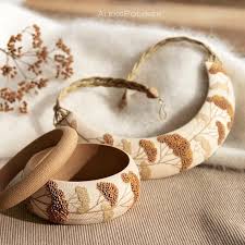 Beige Bib Necklace Branch Chunky Necklace Polymer Clay Etsy In 2020 Polymer Clay Flower Jewelry Clay Necklace Polymer Clay Necklace