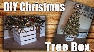 A rustic feel is brought with burlap ribbons a simple rustic christmas tree decorated with white pompoms, candles, stars, lights and cookie ornaments plus a basket and a sledge. Diy Wooden Christmas Tree Collar Box Tree Skirt Alternative 5 Project Youtube