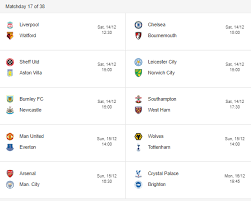 Sunday, 11th april @ 4.30pm k.o. Premier League Odds Tips Live Streaming Matchday 17 14 15 Dec Betpal Com