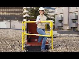 Units are designed with aluminum or galvanized steel, hatches have full welded corner on cover and curbs for weathertight construction. The Bilco Bil Guard 2 0 Roof Hatch Safety Railing System Youtube