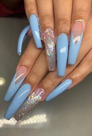 Coffin nail designs have been in trend for many years. 37 Beautiful Blue Coffin Nails Design Art For Acrylic Nails Ideas Fashion Girl S Blog In 2021 Acrylic Nails Coffin Pink Blue Acrylic Nails Blue Coffin Nails