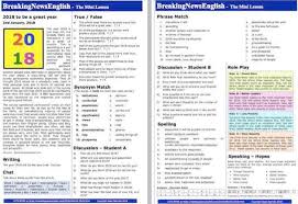 Efl/esl graded news lessons, news in 7 levels, current events. Breaking News English 2 Page Mini Lesson 2018